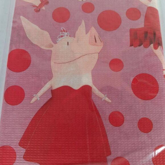 Lot of 2 Olivia Paper Table Cover 54"x 96" Birthday Party Pig Red and Pink 2011 - Picture 4 of 6